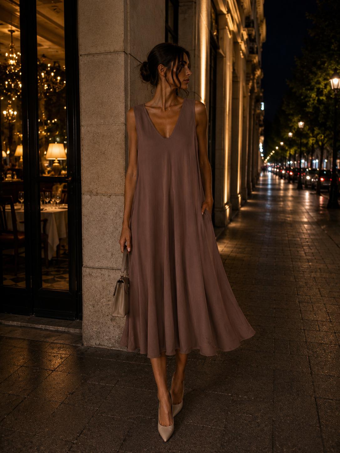Fließendes Kleid in Mauve